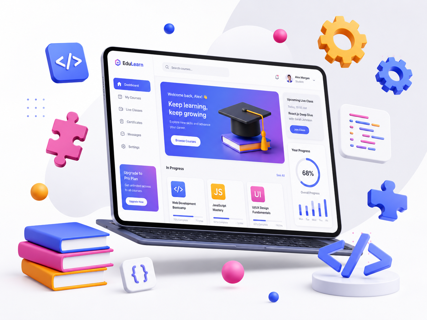 Custom LMS Theme LearnPress Tutor LMS Development KavaBD