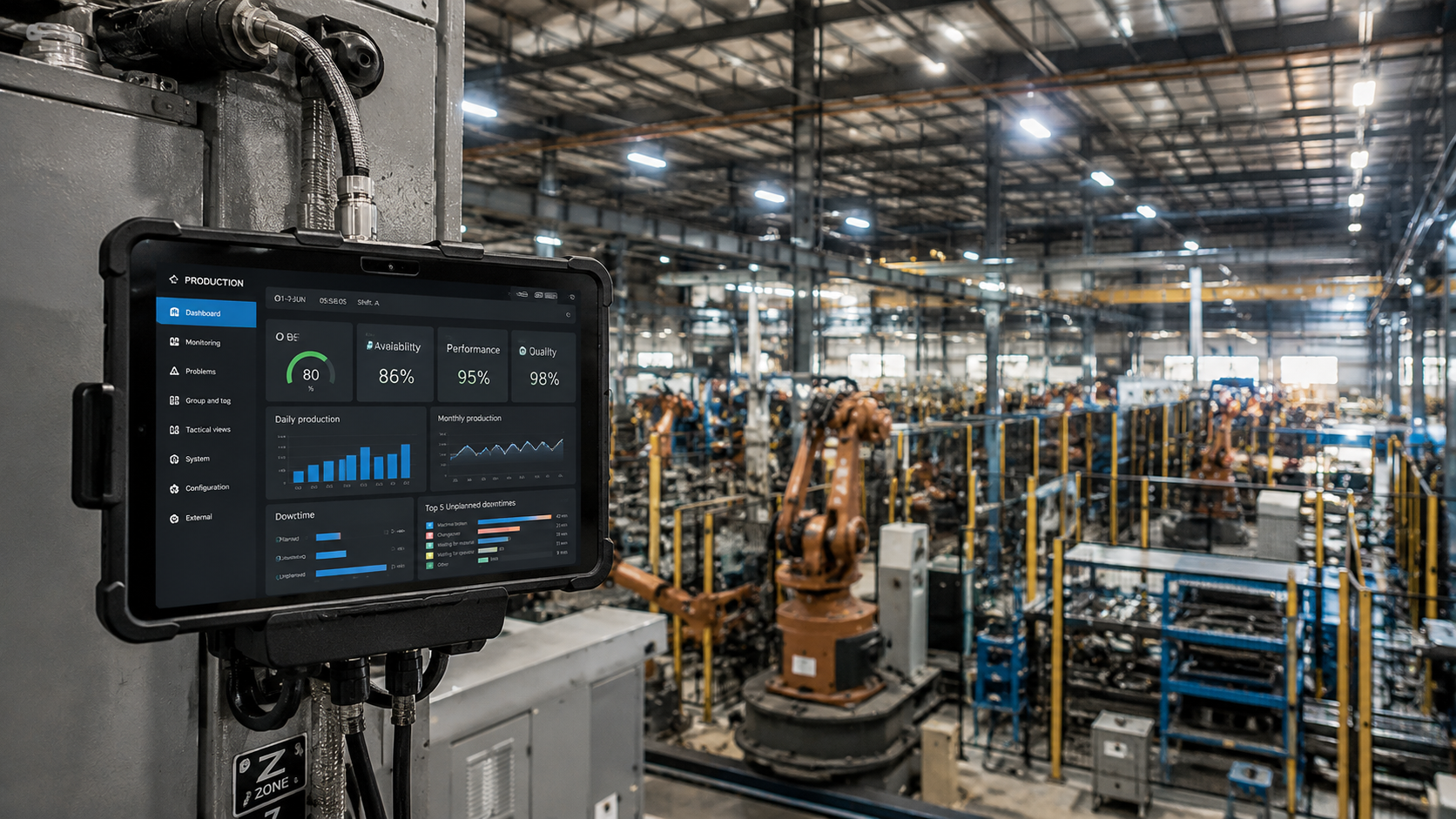 Real USA manufacturing factory floor with heavy machinery